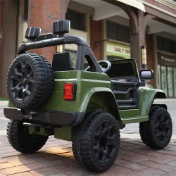Jeep electrique 4x4 2 Places - Enfant 2-8 Ans - VERT MILITAIRE