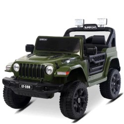 Jeep electrique 4x4 2 Places - Enfant 2-8 Ans - VERT MILITAIRE
